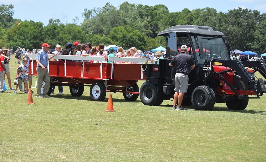 Children enjoyed one more halftime wagon ride before the Sarasota Polo Club closed for the season.