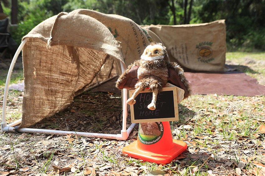 The festival had a burrowing owl play tunnel for kids.