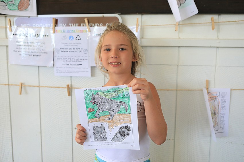 Yvonne Bull shows off her colored design.