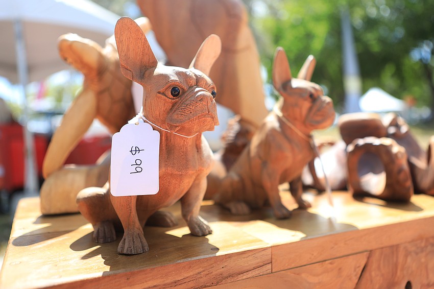 Vendors had wood carvings and other gifts for sale.