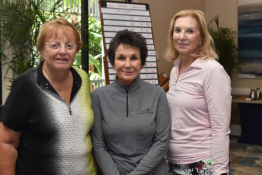 Past president Margaret Lachmann, President Sandy Finnegan and membership chair Donna Pettinato