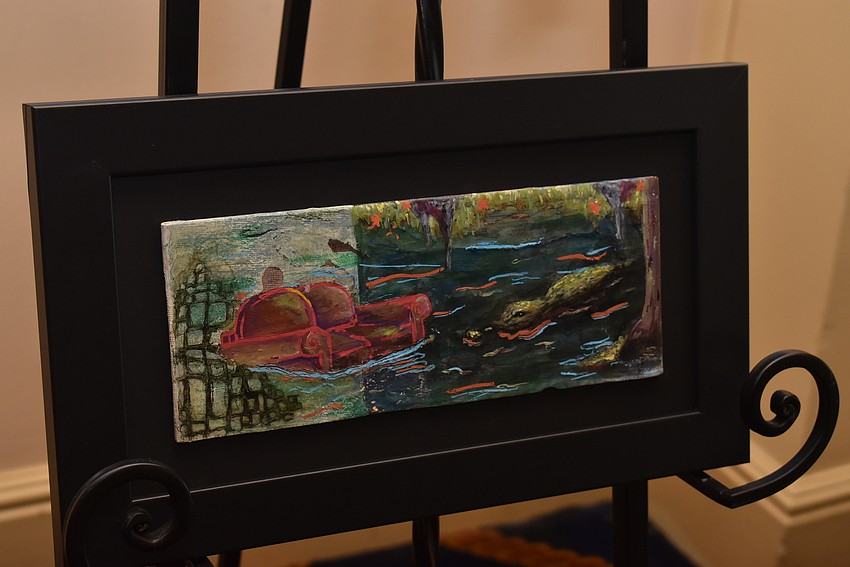 Selby Sniegocki's art piece was a mixed media piece that viewers could touch.