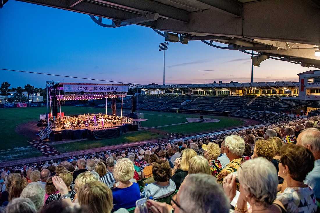 It might feel like a ballgame, but it&#39;s an orchestra performing outdoors. (Courtesy photo)