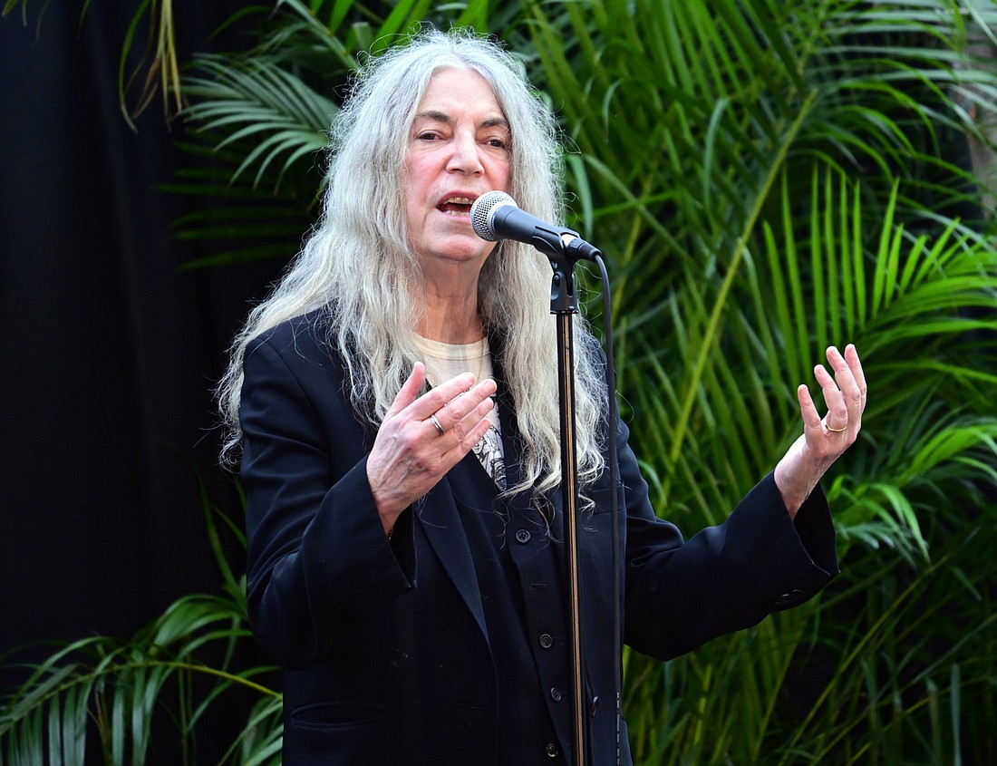 Patti Smith sang and read from her poetry and shared remembrances of Robert Mapplethorpe during her February appearance. (Photo: Spencer Fordin)