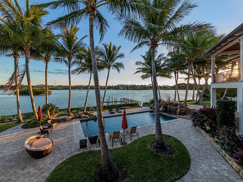 The swimming pool overlooks Roberts Bay in the Seagrape development.  (Courtesy Courtney Green/Premier Sotheby’s International Realty)