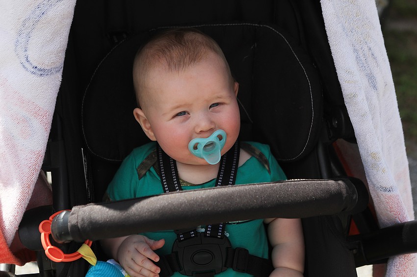 Weston Beauchamp keeps cool in the shade.