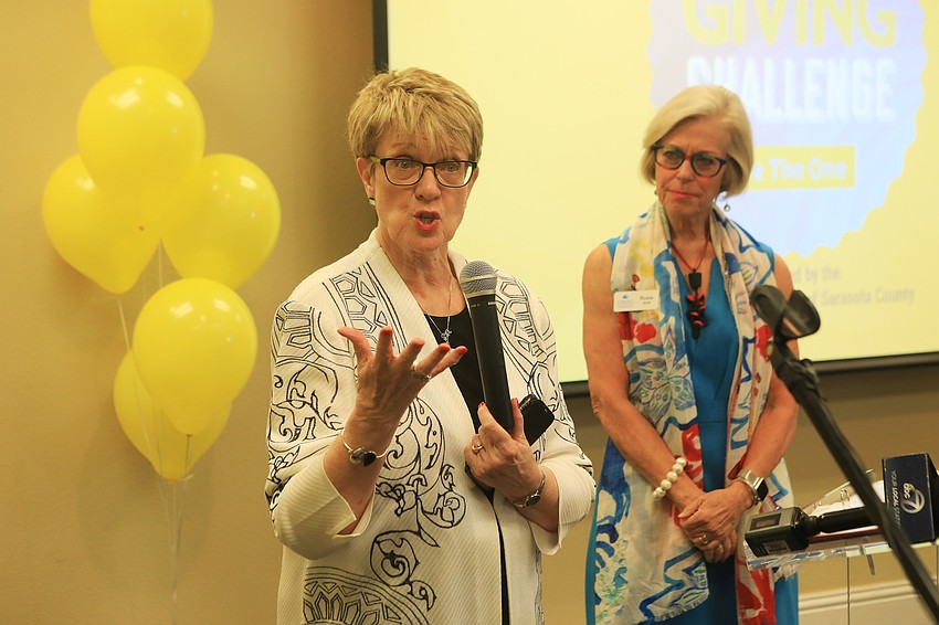 Patterson Foundation president Debra Jacobs thanks the audience.