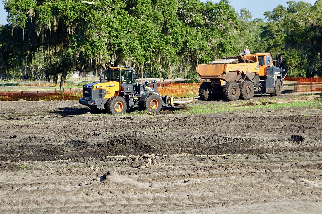 Earth moving work is underway on the southeast corner of the Bobby Jones property.
