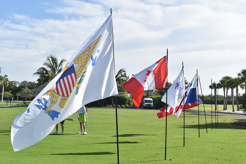 The country and club's flags marked the start of the course.