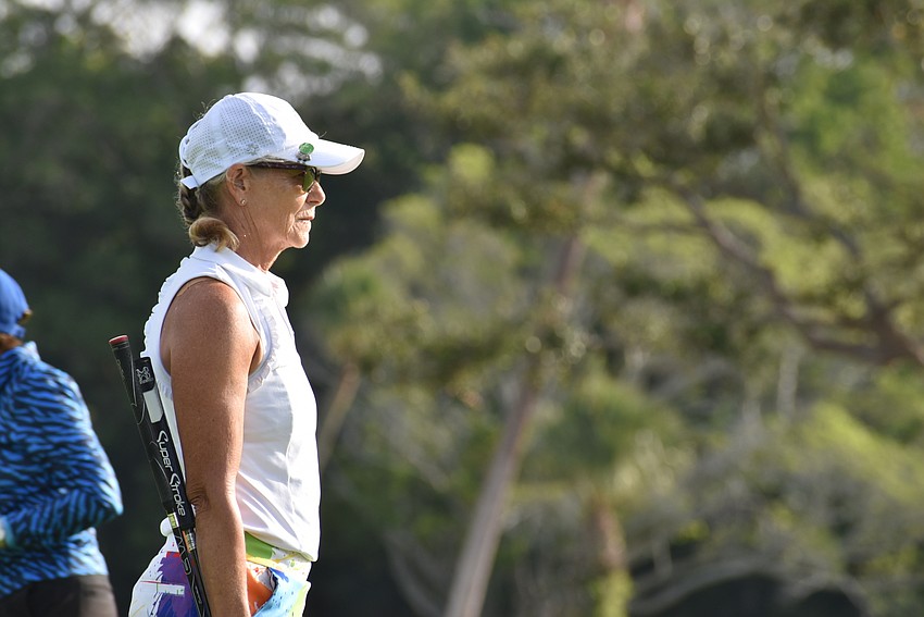 Laura Feick sets up a shot.