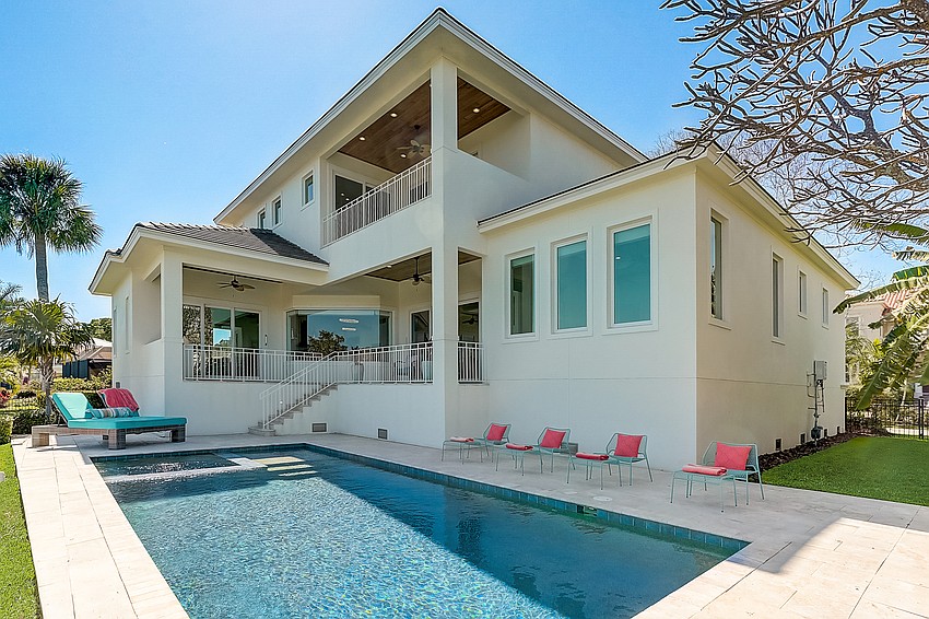 The swimming pool and spa are salt water filled. (Photos courtesy Melissa Perrigoue with Coldwell Banker Realty)