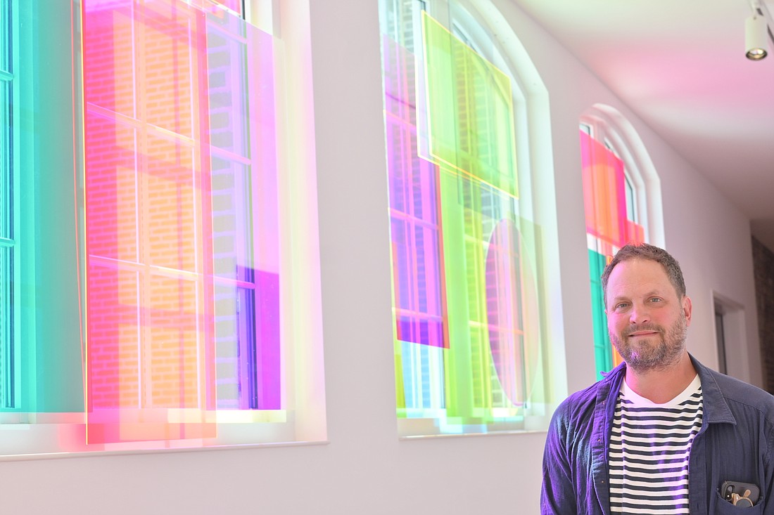 Christian Sampson&#39;s experiments with color and light have resulted in his largest work to date, "Vita in Motu." (Photo: Spencer Fordin)