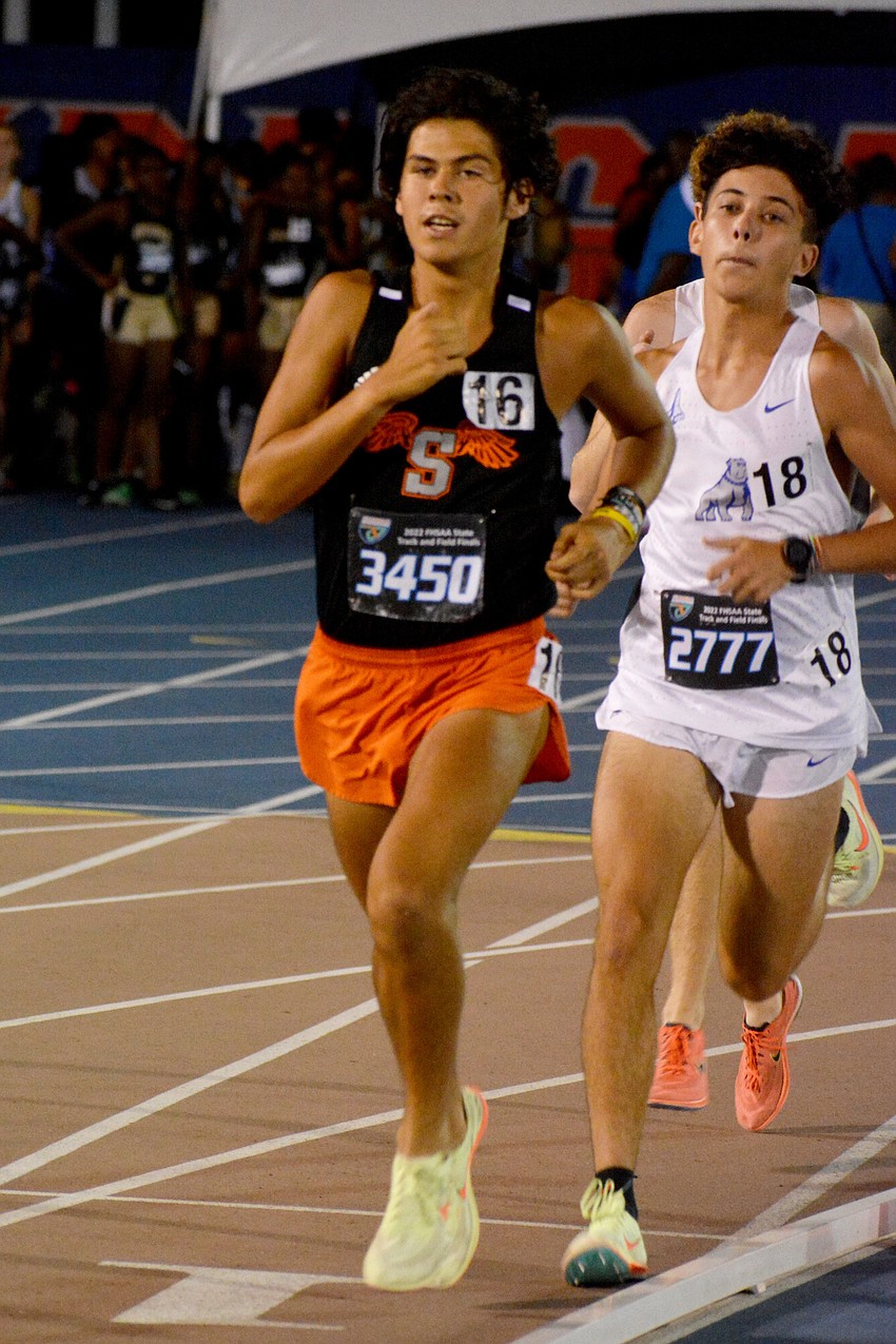 Sarasota High junior Will Hartvigsen runs in the Class 4A boys 3,200 meter run at the FHSAA state championships in Gainesville. Hartvigsen finished 14th (9:39.09).