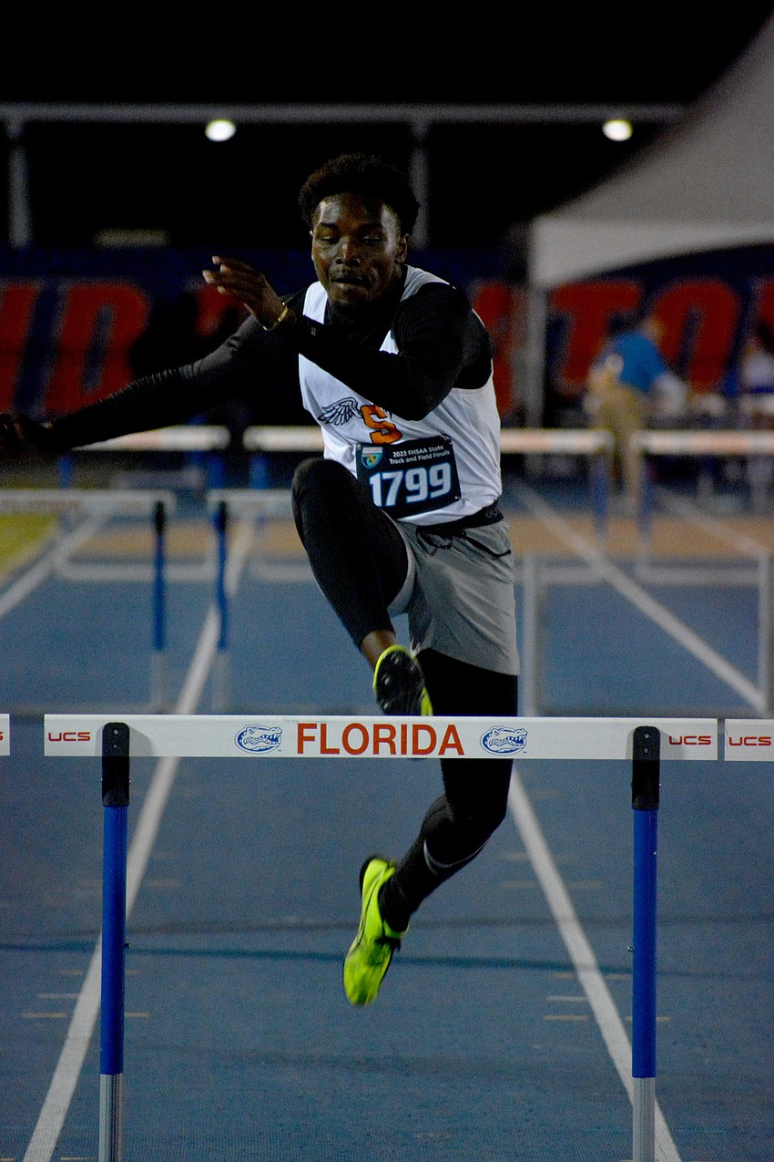 Sarasota High junior Caleb Bradley finished ninth (39.77 seconds) in the Class 4A boys 300 meter hurdles at the FHSAA state championships in Gainesville.