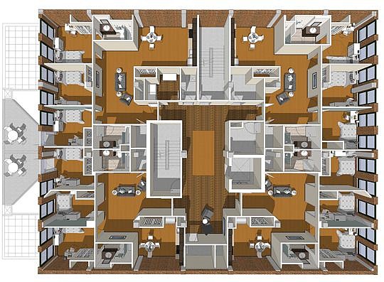 A layout of the apartments planned for Florida State College at Jacksonville students at 20 W. Adams St. Downtown.