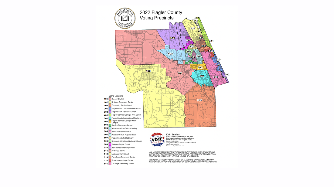 Image courtesy of the Flagler County Supervisor of Elections Office. Scroll down for a larger version of this map.