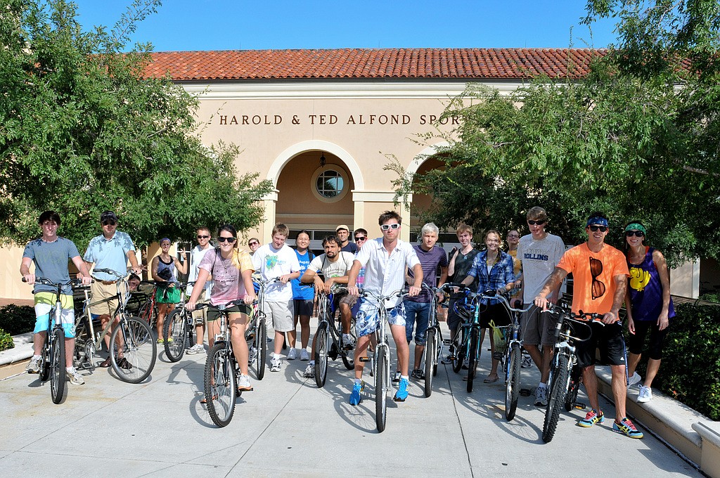 Photo courtesy of Rollins College - Rollins College took part in Ecofest by taking a bike tour of Winter Park.