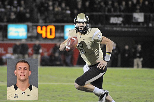 Photo: Inset courtesy of UCF Athletics - Pete DiNovo (inset) will have big shoes to fill, replacing Blake Bortles, the former UCF Knight QB turned Jacksonville Jaguar who led the Knights to their best season of all time in 2013.