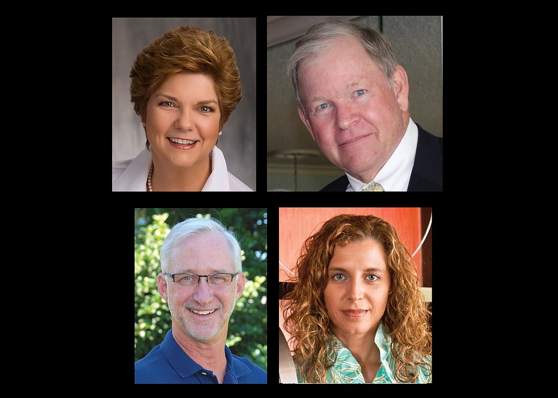 Winter Park has four candidates for office so far, (clockwise from top left): Commissioner Carolyn Cooper, challenger Pete Weldon, challenger Lambrine Macejewski and Commissioner Tom McMacken.