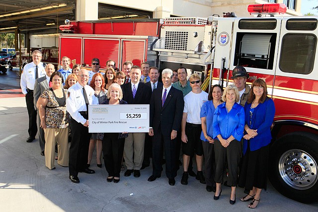 In order to help the Winter Park Fire Rescue Department fully transition to a paperless model, Cooper, Simms, Nelson & Mosley Insurance and Fireman's Fund Insurance Company are donating $5,259 to purchase three mobile computers.
