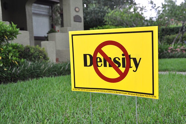 Photo by: Tim Freed - Citizens for Managed Growth recently ordered 200 more signs to be distributed throughout Winter Park.