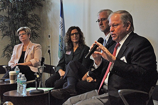 Photo by: Tim Freed - All four candidates appeared at the Winter Park Chamber forum held last Friday.