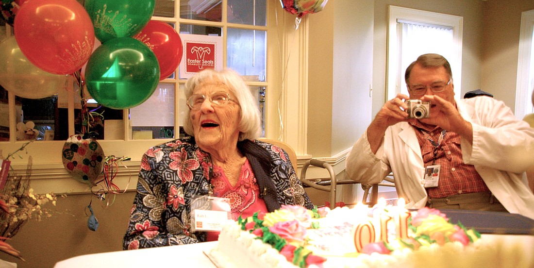 Photo by: Isaac Babcock - Ruth Leiber celebrates her 110th birthday March 23 in Winter Park's Easter Seals Miller Center.
