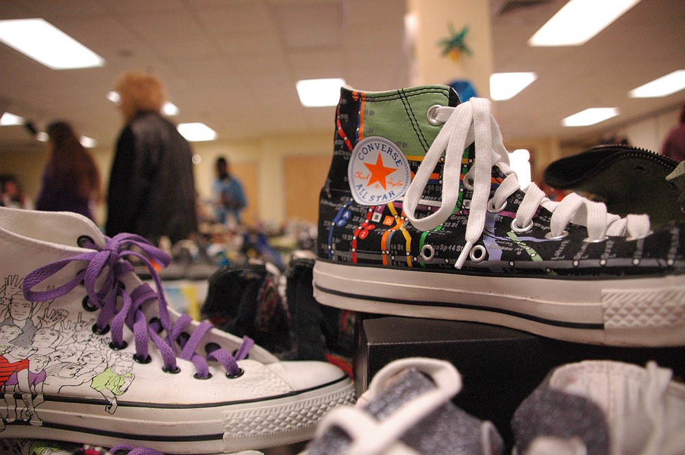 Photo by: Isaac Babcock - Gold's favorite pair of Converse is a black pair showing the subway line she used to ride home on in Brooklyn.