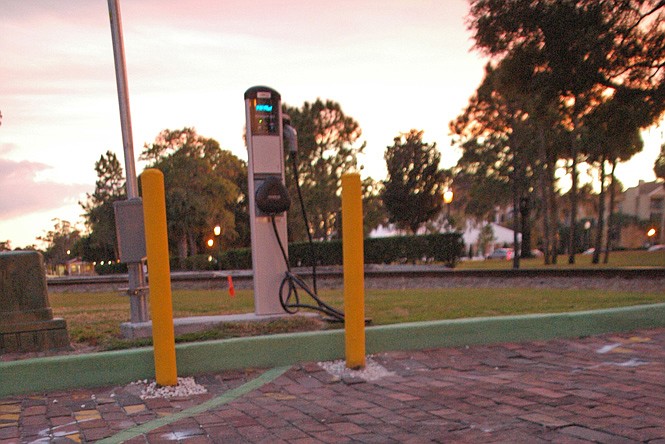 Photo by: Isaac Babcock - Electric cars can now charge up for free in Winter Park, which installed charging stations in six locations in the city.