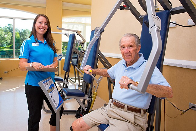 Photo: Courtesy of the Mayflower - An upgraded gym facility at the Mayflower Retirement Community in Winter Park harnesses the power of air resistance to make workouts safer for seniors.