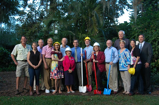 Photo by: Tim Freed - Leaders from the Albin Polasek Museum and Sculpture Gardens celebrated the ground breaking of where the Capen House will land after its float across Lake Osceola.