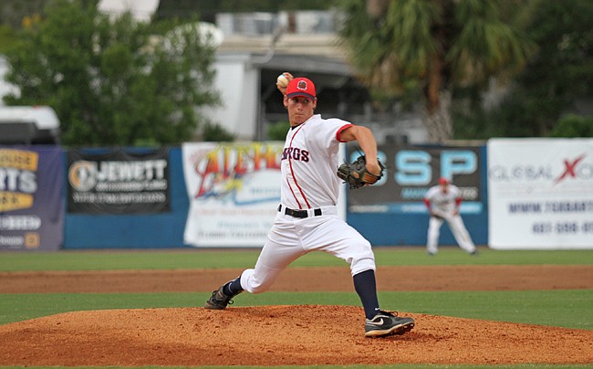 Photo by: Rebecca Males - Evan Incinelli struck out three and gave up only a run in the Dawgs' 5-4 win over the Orlando Monarchs July 5.