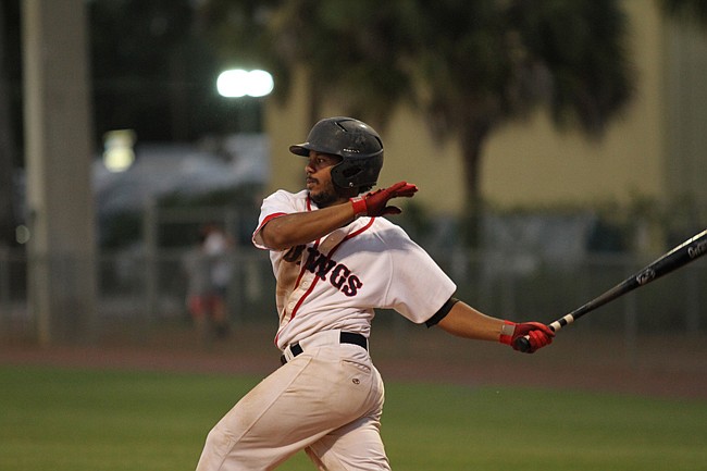 Photo by: Rebecca Males - Edwin Medina had two hits, two runs and an RBI in the Dawgs win over Leesburg July 8.