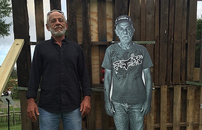 Photo by: Ciara Varone - Daniel, a formerly homeless veteran, was befriended by former teacher Tom Rebman on the road. He became a subject of artist Skid Robot's work.