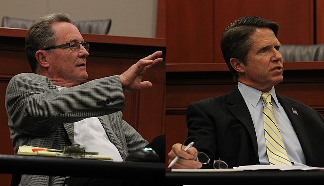 Photo by: Sarah Wilson - Dale McDonald and Doug Kinson faced off in the first Maitland mayoral debate on Feb. 26.