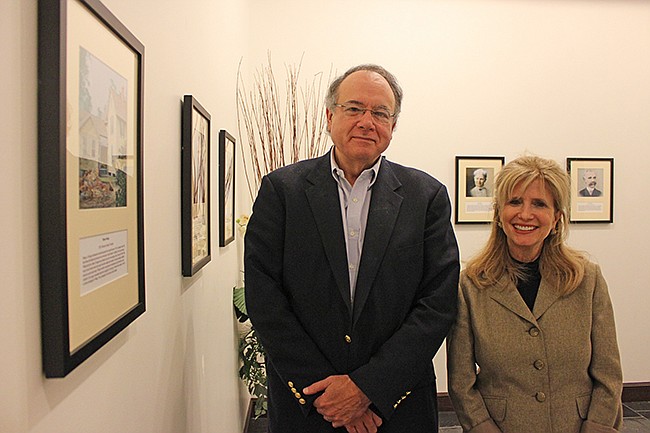 Photo by: Sarah Wilson - Winter Park Magazine Publisher Randy Noles and Winter Park History Museum Executive Director Susan Skolfield stand inside the city's Hall of Fame.