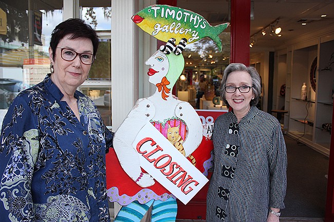 Photo by: Sarah Wilson - Timothy's Gallery owners Carolyn Luce, left, and Jill Daunno, right, are saying goodbye to the business that's brought them joy for the past 26 years on Park Avenue.