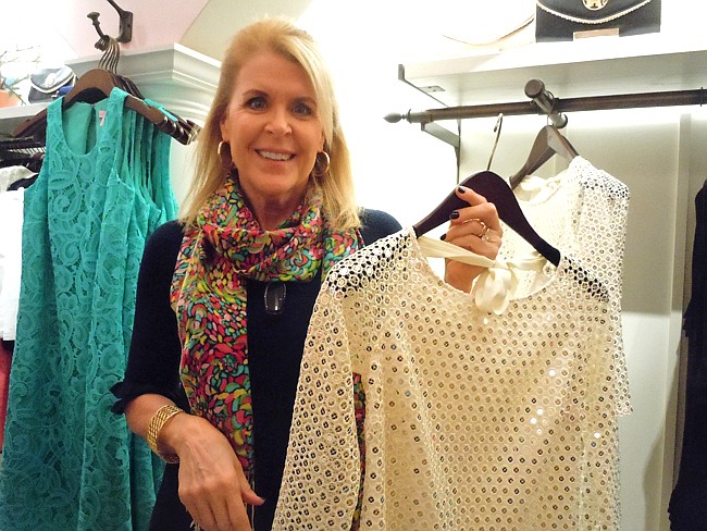 Photo by: Clyde Moore - Melissa Caligiuri shows off fashionable holiday sequins at Lilly Pulitzer.