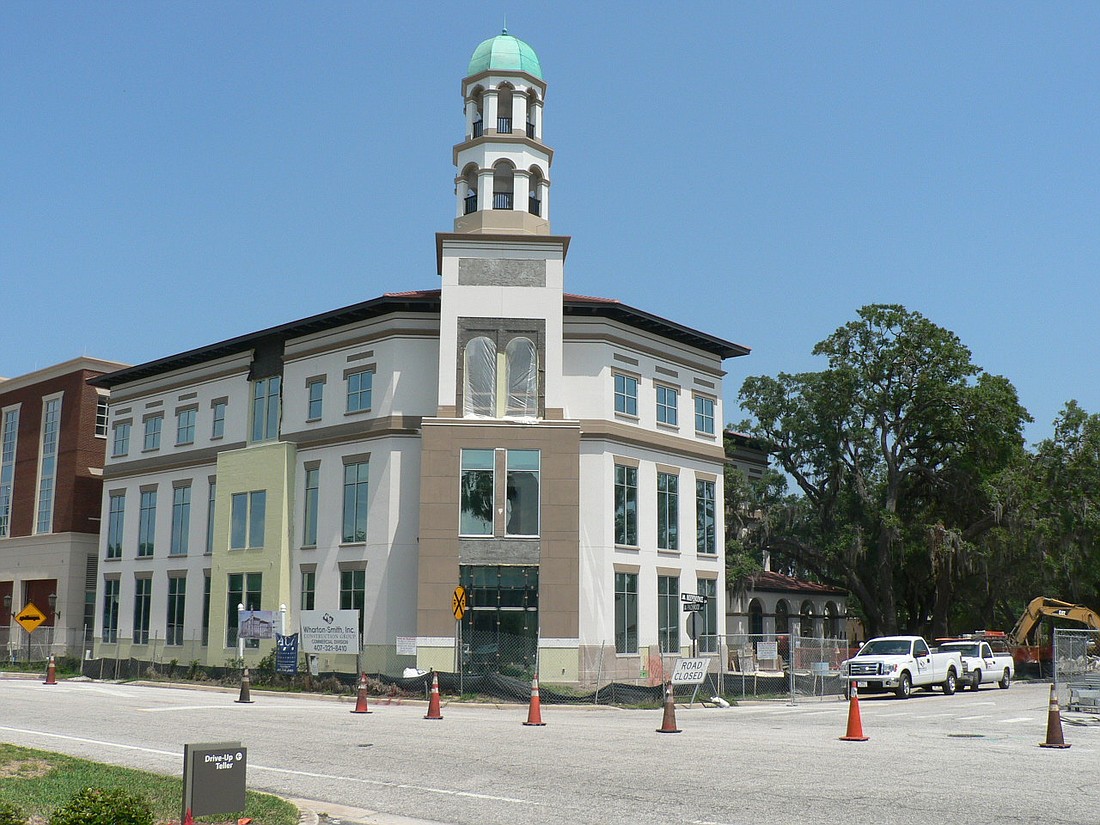 Maitland's new City Hall rises above Independence Lane.