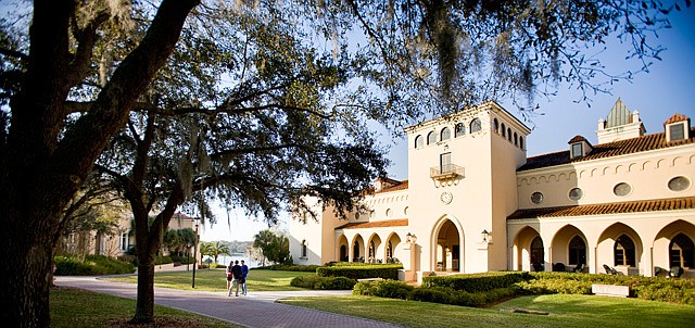 Photo courtesy of Rollins College - The campus of Rollins College hasn't changed too much over the last 125 years. As new buildings were added, similiar design elements were used to retain a cohesive campus.