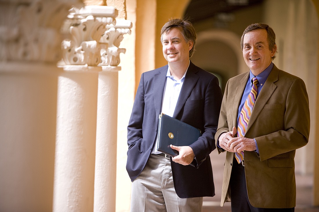 Photo courtesy of Rollins College - Politics professor Richard Fogelsong, right, and environmental studies professor Bruce Stephenson created the program.