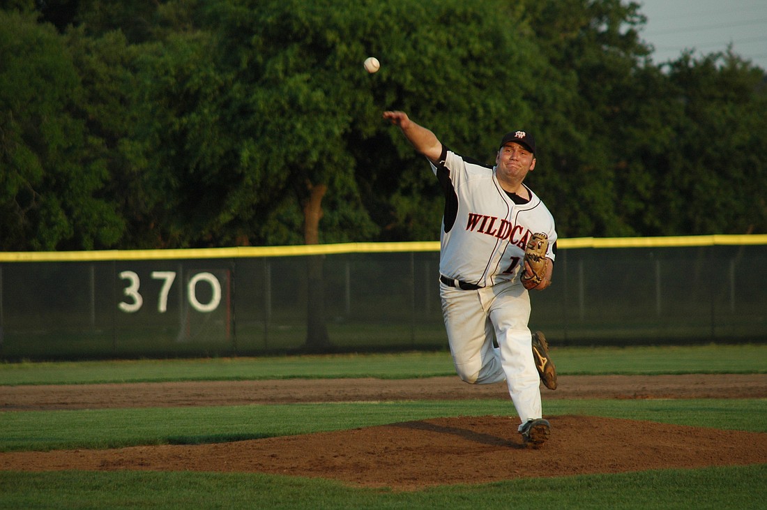 Photo by: Isaac Babcock - Nate Winters weathered a rocky start before shutting down hitters en route to an 11-5 Wildcats win over Lake Howell Friday.
