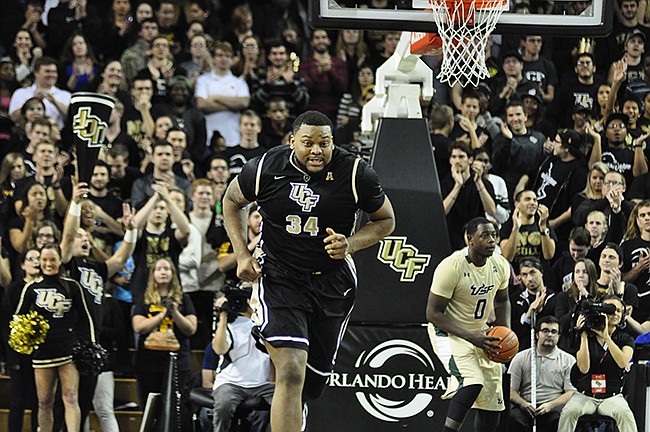 Photo by: Isaac Babcock - Justin McBride came off the bench to grab a game-leading 13 rebounds in just 22 minutes of playing time as the Knights edged East Carolina in their first game of AAC play on Jan. 2 in Greenville, N.C.