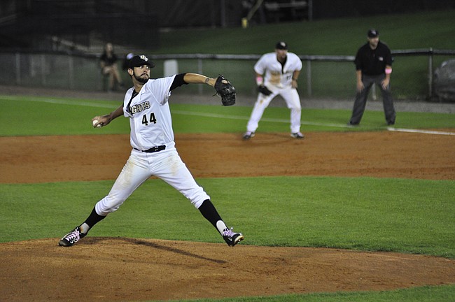 Photo by: Isaac Babcock - Oviedo's own Ryan Meyer struck out three and gave up an earned run to help the Knights beat Jacksonville.