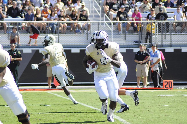 Photo by: Isaac Babcock - Storm Johnson will push the Knights against a pass-heavy Houston when the teams meet for UCF's homecoming game on Nov. 9.