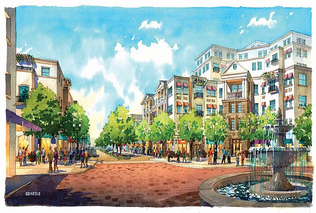 Photo: Rendering courtesy of Maitland Downtown Property Owner LLC - The Maitland Town Center was slated to be a two-block pedestrian-friendly downtown with retail, office and residential space. That development agreement was terminated in early 2011.