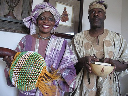 Photo by: Karen McEnany-Phillips - Tutu and Don Harrell, dressed in authentic Nigerian attire, will perform African music and folklore in this year's ArtsFest Florida, starting Thursday, Feb. 4.