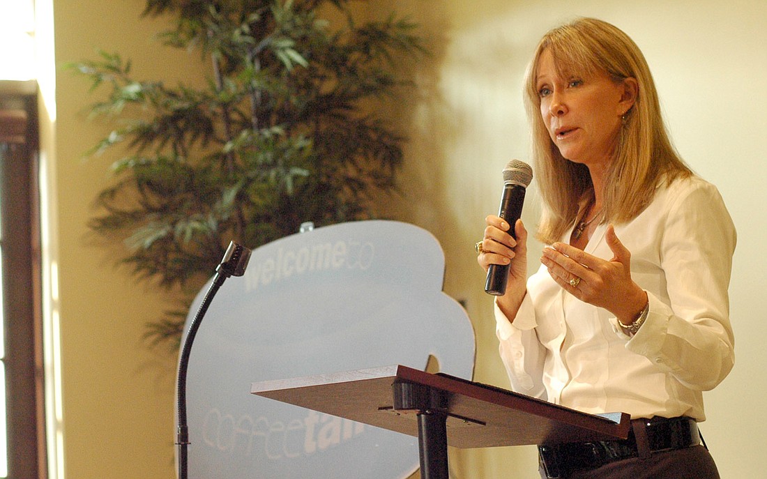Photo by: Isaac Babcock - Former Winter Park Commissioner Beth Dillaha speaks at the Winter Park Welcome Center on Aug. 19 during the city's CoffeeTalk series. The state attorney's office says she did not adhere to the law regarding a political expend...