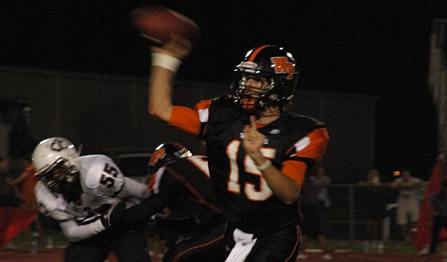 Photo by: Isaac Babcock - Quarterback Sam Richardson has accelerated his passing game in the past month, throwing for dramatically increased yardage. Last week he passed for 355 yards against Wekiva to win 42-27.