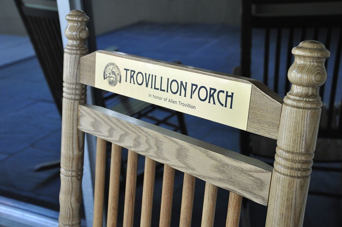 The porch outside Winter Park City Hall was also formally named â€œTrovillion Porch,â€ complete with rocking chairs.